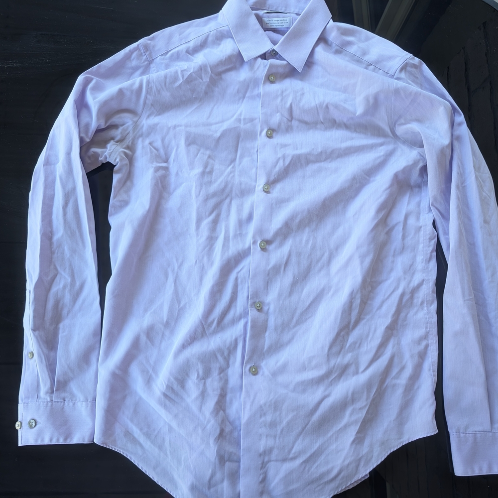 Calvin Klein Lavender Men's Dress Shirt Slim Fit Performance Non-iron 18 34/35